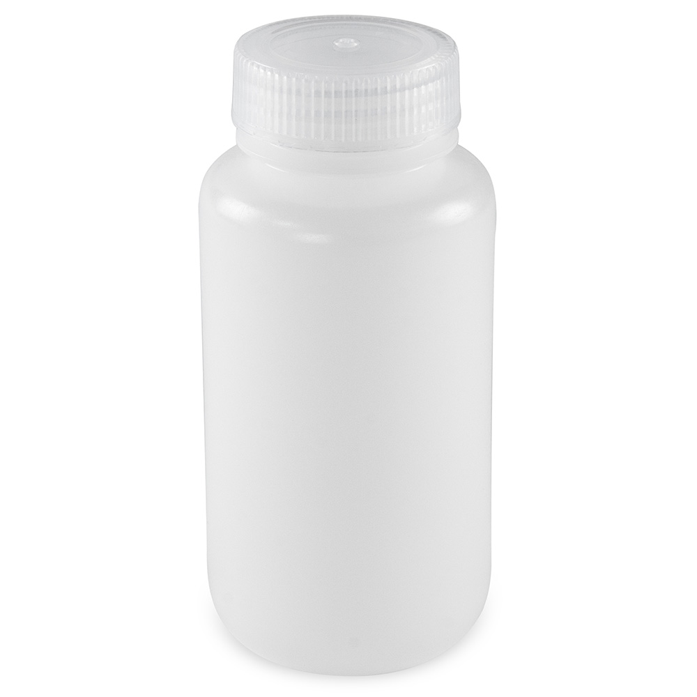 Globe Scientific Bottle, Wide Mouth, Round, HDPE with PP Closure, 250mL, Bulk Packed with Bottles and Caps Bagged Separately, 250/Case Bottle;Round;HDPE; 250mL;Wide Mouth;Clear